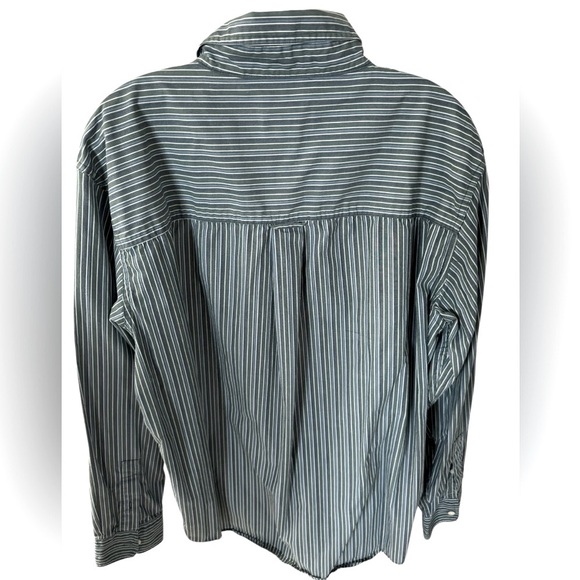 Chaps Long Sleeve Striped Shirt Button Down Shirt Green XL - Picture 3 of 6